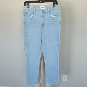 PAIGE light wash Hoxton slim crop frayed hem jeans-30